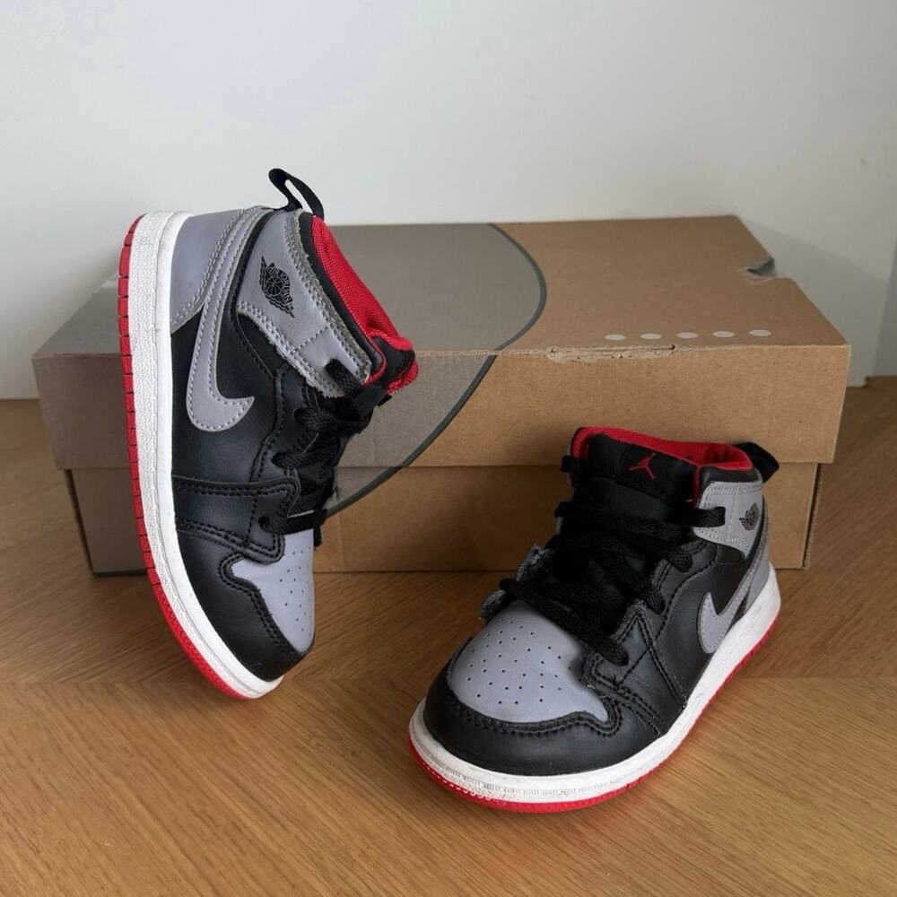 Nike Air Jordan 1 Mid ‘Bred Shadow’ Toddler Sneakers- SZ 10 C